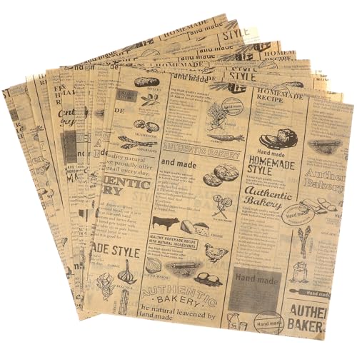 Healvian 50 Stück Backpapierblätter Für Burger Backpapier Wasserdicht Lebensmittelverpackungspapier Im Zeitungsdruckstil von Healvian