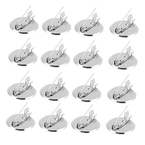 Healvian 50 Stück Brosche Tablett Schild für Basteln Name mit Broschenhalter Brosche Clips praktische Broschenablage Brosche blanko Basis leere Broschenbasen Metall Silver von Healvian