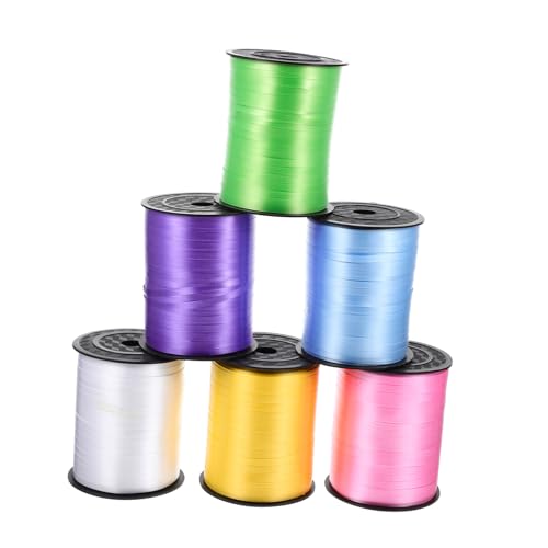 Healvian 6 Rollen Bunte Curling Bänder Yards für Ballon Dekoration Partybedarf und Vielseitige Leichte und Einfach zu Verwendende Dekorationsbänder Weiß Gelb Grün Hellblau und Lila von Healvian