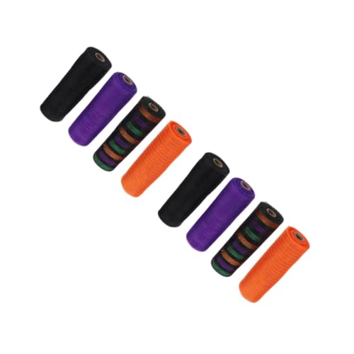 Healvian 8 Rollen Halloween Mesh Bänder Set Großes Netzband Orange Dunkelviolett Schwarz und Gestreift für Diy Kranzdekorationen Partys und Hochzeiten Strapazierfähiges Material für von Healvian