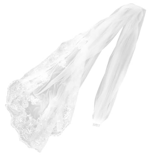 Healvian Brautschleier in Kathedralenlänge: Wunderschöner langer Schleier für die Hochzeitsbraut mit Spitze am Rand in Kapellenlänge – wunderschönes Hochzeitskopfstück, Weiß Healvian Brautschleier in Kathedralenlänge: Wunderschöner langer Schleier für die Hochzeitsbraut mit Spitze am Rand in Kapellenlänge – wunderschönes Hochzeitskopfstück, Weiß von Healvian