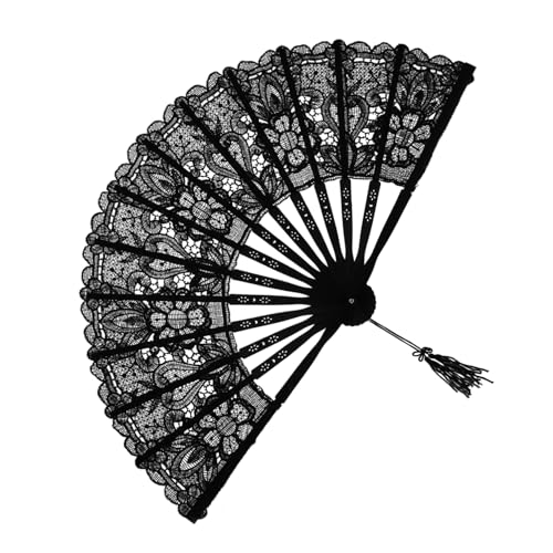 Healvian Dekorativer Fächer Stofffächer Goth Handfächer Stoff Handfächer Hochzeitsfächer Faltbarer Handfächer Faltbarer Handfächer Tea Party Fächer Holz Schwarz Healvian Dekorativer Fächer Stofffächer Goth Handfächer Stoff Handfächer Hochzeitsfächer Faltbarer Handfächer Faltbarer Handfächer Tea Party Fächer Holz Schwarz von Healvian