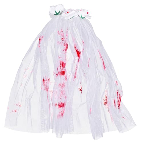 Healvian Halloween Langer Gothic Schleier mit Design Haarschmuck mit Kamm für Party Cosplay Kostüm Zubehör von Healvian