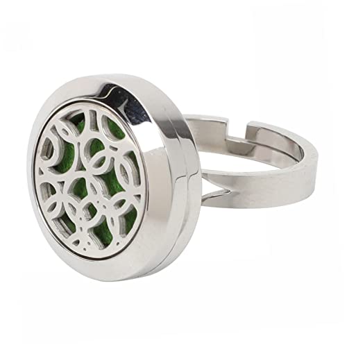 Healvian Hohlring Aromatherapie-Schmuck Ring Suzer Diffusor Tragbarer Zerstäuber für ätherische Öle Aromaring Ring aus ätherischen Ölen Rostfreier Stahl Silver von Healvian