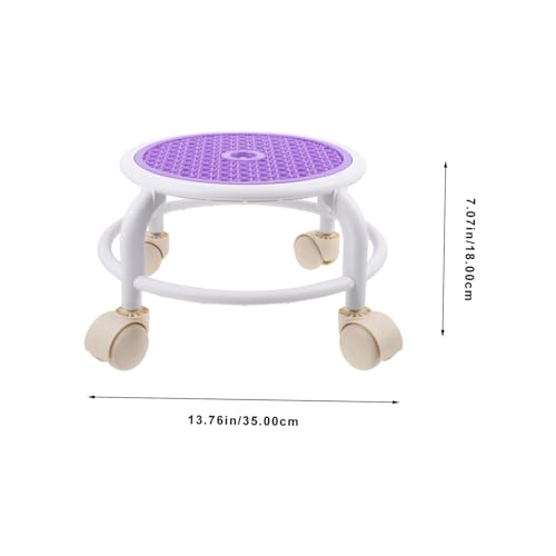 Healvian Multifunktionaler Kleiner Runder Rollhocker mit Drehbaren Niedriger Fußstützen Hocker für Zuhause und Pediküre Platzsparender Mobiler Sitz für Wohnzimmer und Bad von Healvian