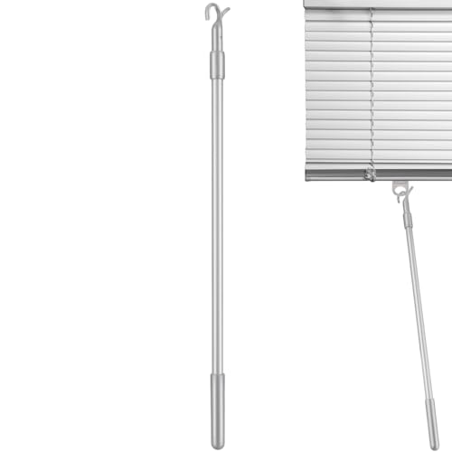 Healvian Teleskop-Zugstange Teleskopstange mit Haken Aluminium Fenster Jalousien Stange Jalousienstab Vertikaler Jalousienöffner Schnurlose Fensterblenden nach unten und oben Universal Zugstange von Healvian