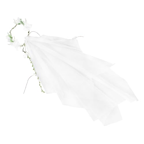 Healvian Tiara Kopfschmuck Weiß Braut als Dekoration Braut- Blumen floraler Kronenschleier Brautparty Hochzeitsdiademe Krone Kopfbedeckungen von Healvian