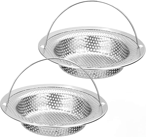 Heanvmyss 2PCS Mesh Sink Strainer,Küchenspüle Sieb,Spülbecken Sieb,Verstopfungsschutz Waschbecken Sieb,Abfluss Spüle mit Griff für Bäder Duschen(11×8×2 cm) von Heanvmyss