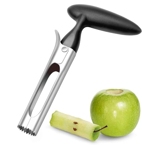 Heanvmyss Apfelentkerner,Apfelausstecher Edelstahl,Apfelkernausstecher,Entkerner Apfel mit Einer Gezackten Edelstahlklinge,Apfelkernausstecher für Küche,Äpfel,Birnen,Anderes Obst(Schwarz) von Heanvmyss