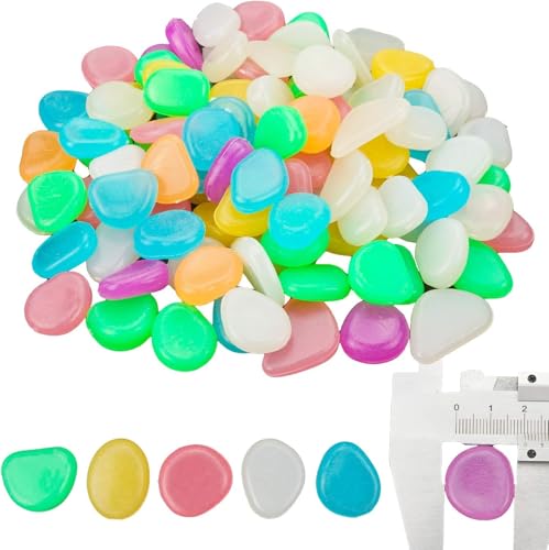 Heanvmyss Bunte Leuchtende Kieselsteine,300 Stück Leuchtende Steine Garten Im Dunkeln,Fluoreszierende Pebble Steine,Nachtleuchtende Deko Steine für Aquarium,Wege,Rasenflächen,Pflanzen Topf von Heanvmyss