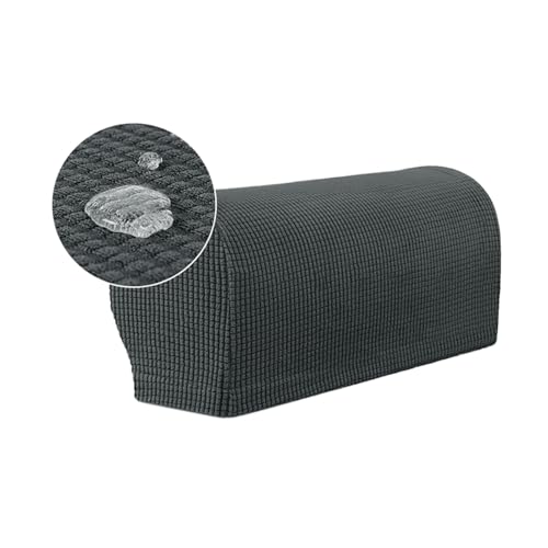 Hearda 2/4/6 Stück Elastische Armlehnenbezüge Couch Armlehnenschoner, Stretch Abnehmbar Sesselbezug rutschfest Sesselschoner Armkappen für Stühle Sofas Sessel Möbelschutz (Anthrazit,2er-Satz) von Hearda