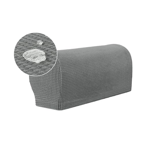 Hearda 2/4/6 Stück Elastische Armlehnenbezüge Couch Armlehnenschoner, Stretch Abnehmbar Sesselbezug rutschfest Sesselschoner Armkappen für Stühle Sofas Sessel Möbelschutz (Grau,4er-Satz) von Hearda
