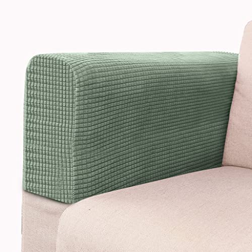 Hearda 2 Stück Elastische Armlehnenbezüge Couch Armlehnenschoner, Stretch Abnehmbar Sesselbezug rutschfest Sesselschoner Armkappen für Stühle Sofas Sessel Möbelschutz (Grün) von Hearda