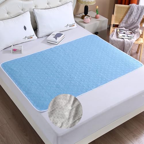 Hearda 2 Stück Inkontinenzunterlage Waschbar, Volltonfarbe Anti Rutsch Inkontinenz Bettunterlage wasserdichte für Kinder und Senioren Atmungsaktive Saugfähig Matratzenauflage (Himmelblau,70x90cm) von Hearda