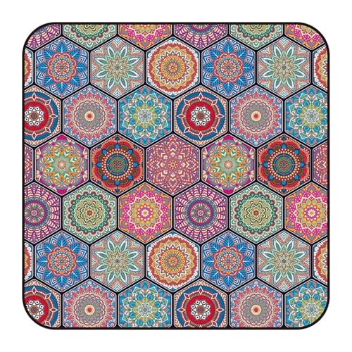 Hearda 3D Mandala Druck Faltbar Picknickdecke, Picknickdecke Wasserdicht Isoliert Sandfrei, Outdoor Groß Klein Strandmatte, für Picknick, Strand Camping Teppich (Bunt,150x150cm) von Hearda