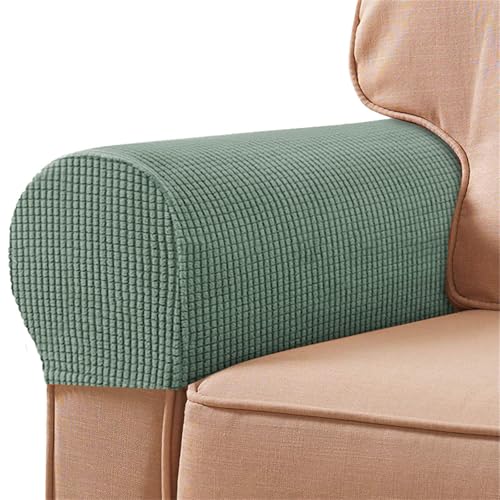 Hearda 4/2 Stück Elastische Armlehnenbezüge, Einfachheit Couch Armlehnenschoner, Stretch Abnehmbar Sesselbezug rutschfest Sesselschoner Armkappen für Stühle Sofas Sessel (Graugrün,4 Stück) von Hearda