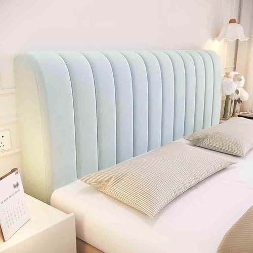 Hearda Bett Kopfteil Bezug, Gesteppt Bett Kopfteil Hussen, Staubdicht Bettkopfteil Husse, Verdickt All-Inclusive Bettkopfteil Bezug für Schlafzimmer Kopfteil (70x210cm,Vertikale Streifen-Hellblau) von Hearda