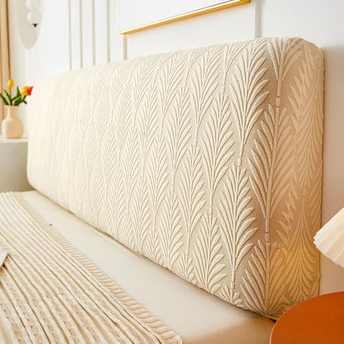 Hearda Blattdruck Bett Kopfteil Bezug, Weicher Strecken Bett Kopfteil Hussen, Staubdicht Bettkopfteil Husse, Verdickt All-Inclusive Bettkopfteil Bezug für Schlafzimmer (Beige,180cm) von Hearda