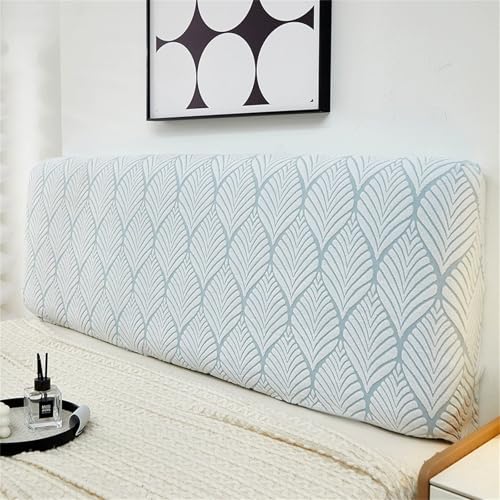 Hearda Blattmuster Bett Kopfteil Hussen Einzel/Doppel, Strecken Bett Kopfteil Bezug, Staubdicht Bettkopfteil All-Inclusive Bettkopfteil Bezug für Schlafzimmer Bett Dekor (Blau,120cm) von Hearda