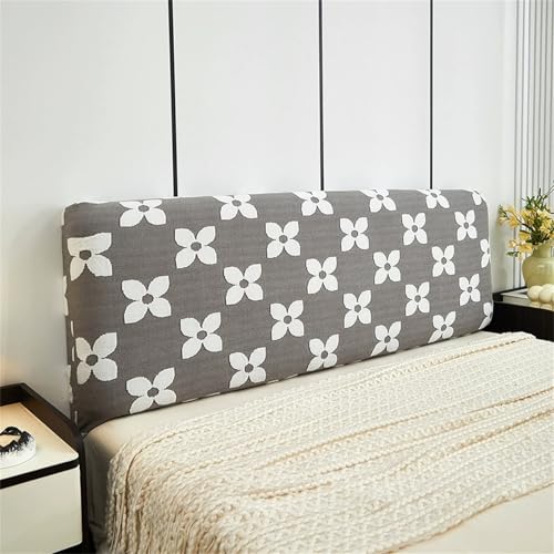 Hearda Blumen-Jacquard Bett Kopfteil Hussen Einzel/Doppel, Strecken Bett Kopfteil Bezug, Staubdicht Bettkopfteil All-Inclusive Bettkopfteil Bezug für Schlafzimmer Bett Dekor (Grau,150cm) von Hearda