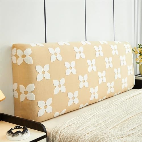 Hearda Blumen-Jacquard Bett Kopfteil Hussen Einzel/Doppel, Strecken Bett Kopfteil Bezug, Staubdicht Bettkopfteil All-Inclusive Bettkopfteil Bezug für Schlafzimmer Bett Dekor (Orange,120cm) von Hearda