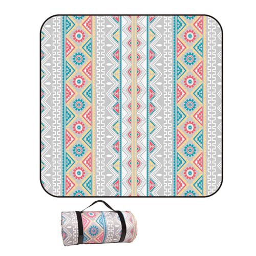 Hearda Bohemian-Stil Faltbar Picknickdecke, Picknickdecke Wasserdicht Isoliert Sandfrei, Outdoor Groß Klein Strandmatte, für Picknick, Strand Camping Teppich (Grau,150x150cm) von Hearda