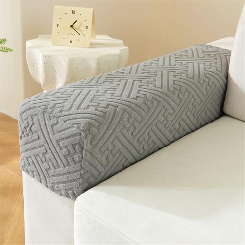 Hearda Elastische Armlehnenbezüge Couch Armlehnenschoner, 2 Stück Abnehmbar Sesselbezug Stretch rutschfest Sesselschoner Armkappen für Stühle Sofas Sessel (A Grau) von Hearda