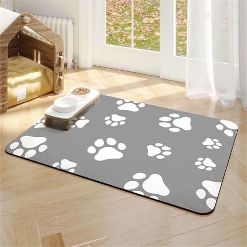 Hearda Futtermatte Hund Groß, Katzen Futternapf Unterlage rutschfest Saugfähig Napfunterlage Hund Unterlage Katzennapf Schnelltrocknend Futternapf Matte (50x70cm,Weiß) von Hearda