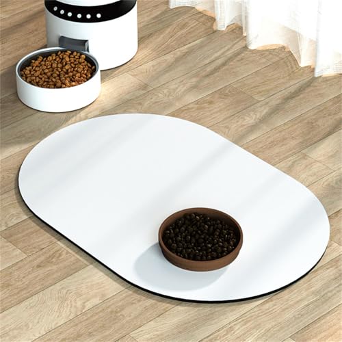 Hearda Futtermatte Hund Saugfähig, Oval Katzen Futternapf Unterlage Napfunterlage Hund Schnelltrocknend Futternapf Matte rutschfest Haustier Futtermatte Unterlage Katzennapf (40x60cm,Weiß) von Hearda