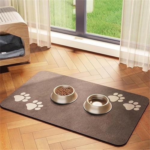 Hearda Futtermatte Hund rutschfest, Napfunterlage Hund Saugfähig Katzen Futternapf Unterlage Schnelltrocknend Unterlage Katzennapf Futternapf Matte (50x80cm,Braun F) von Hearda