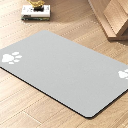 Hearda Futtermatte Hund rutschfest, Solide Farbe Napfunterlage Hund Saugfähig Katzen Futternapf Unterlage Schnelltrocknend Unterlage Katzennapf Futternapf Matte (60x90cm,Hellgrau) von Hearda