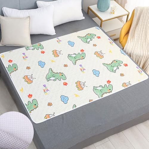 Hearda Inkontinenzunterlage Waschbar 2 Stück, Modern Inkontinenz Bettunterlage wasserdichte für Kinder Senioren Atmungsaktive Saugfähig Matratzenauflage (Dinosaurier,80x120cm) von Hearda