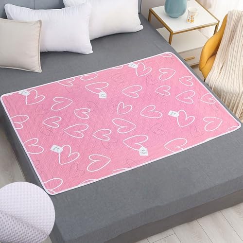 Hearda Inkontinenzunterlage Waschbar 2 Stück, Modern Inkontinenz Bettunterlage wasserdichte für Kinder Senioren Atmungsaktive Saugfähig Matratzenauflage (Rosa,50x70cm) von Hearda