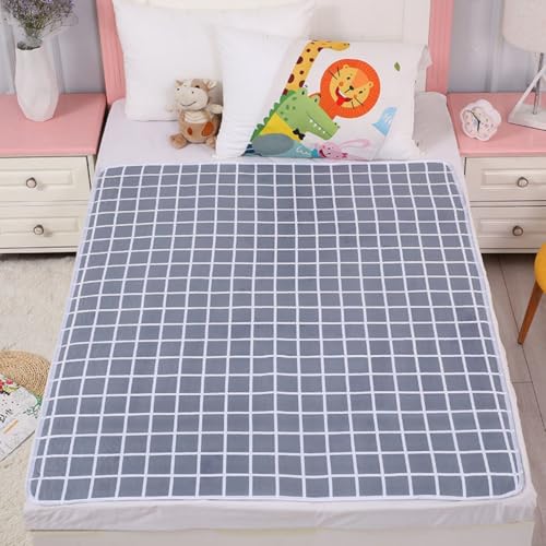 Hearda Inkontinenzunterlage Waschbar Saugfähig Inkontinenz Bettunterlage für Kinder Senioren Retro-Karomuster Atmungsaktive Wasserdicht Matratzenauflage Matratzenschutz (Grau Kariert 1,80x120cm) von Hearda