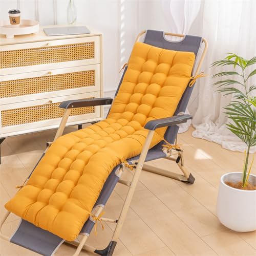 Hearda Liegenauflage 120x48, Auflage Gartenliege Bequeme Sonnenliege Auflage Klappbar Antirutsch Liegestuhl Polsterauflage Extra Dicke Sitzauflagen für Deckchair (CS03-Gelb,45 * 85 * 8cm) von Hearda