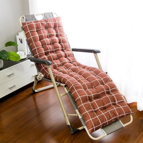 Hearda Liegenauflage 120x48, Auflage Gartenliege Bequeme Sonnenliege Auflage Klappbar Antirutsch Liegestuhl Polsterauflage Extra Dicke Sitzauflagen für Deckchair (DL88-Braun kariert,48 * 155 * 8cm) von Hearda