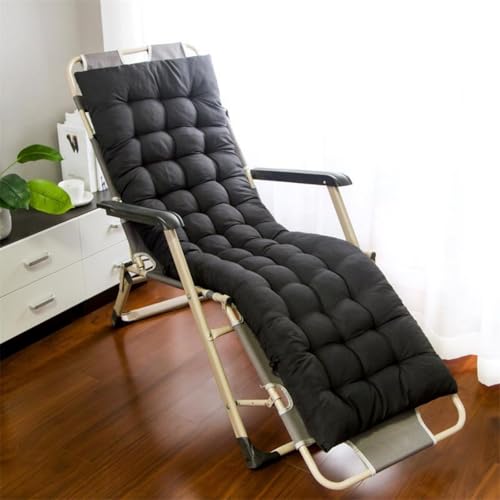Hearda Liegenauflage 120x48, Auflage Gartenliege Bequeme Sonnenliege Auflage Klappbar Antirutsch Liegestuhl Polsterauflage Extra Dicke Sitzauflagen für Deckchair (DL88-Schwarz,48 * 125 * 8cm) von Hearda