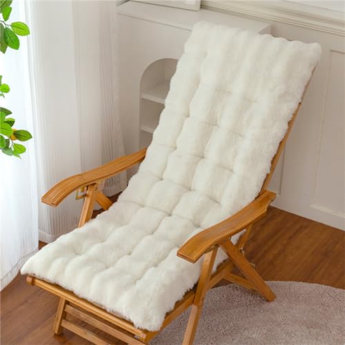 Hearda Liegenauflage 120x48, Auflage Gartenliege Bequeme Sonnenliege Auflage Klappbar Antirutsch Liegestuhl Polsterauflage Extra Dicke Sitzauflagen für Deckchair (Plüsch-Weiß,125x50x10cm) von Hearda