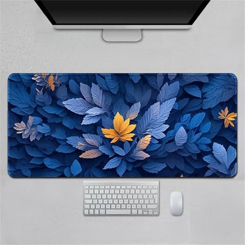 Hearda Mauspad XXL/XL/L, Pastorale Blumen Gaming Mauspad, Mauspad mit Anti-Rutsch Gummiboden, Vernähte Kanten Mousepad, Abstraktes Mouse pad für Büro, Zuhause (Blätter,700x300x3mm) von Hearda