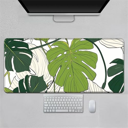 Hearda Mauspad XXL/XL/L, Pastorale Blumen Gaming Mauspad, Mauspad mit Anti-Rutsch Gummiboden, Vernähte Kanten Mousepad, Abstraktes Mouse pad für Büro, Zuhause (Monsterablatt,700x300x3mm) von Hearda
