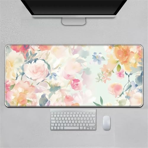 Hearda Mauspad XXL/XL/L, Pastorale Blumen Gaming Mauspad, Mauspad mit Anti-Rutsch Gummiboden, Vernähte Kanten Mousepad, Abstraktes Mouse pad für Büro, Zuhause (Rose,600x300x3mm) von Hearda