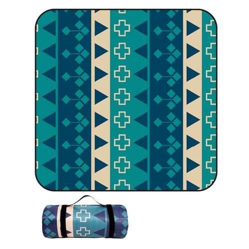Hearda Moderner Bohème-Stil Faltbar Picknickdecke, Picknickdecke Wasserdicht Isoliert Sandfrei, Outdoor Groß Klein Strandmatte, für Picknick, Strand Camping Teppich (Dunkelgrün,150x150cm) von Hearda