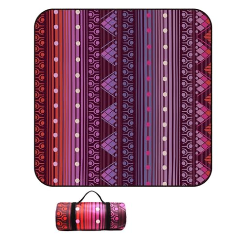 Hearda Moderner Bohème-Stil Faltbar Picknickdecke, Picknickdecke Wasserdicht Isoliert Sandfrei, Outdoor Groß Klein Strandmatte, für Picknick, Strand Camping Teppich (Lila,150x200cm) von Hearda