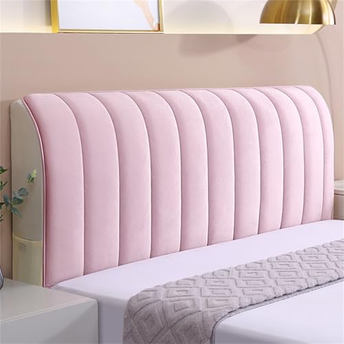 Hearda Samt Strecken Bett Kopfteil Bezug, Streifen Weich Bett Kopfteil Hussen, Staubdicht Bettkopfteil All-Inclusive Bettkopfteil Bezug für Schlafzimmer Bett Dekor Kopfteil (180cm,Rosa) von Hearda