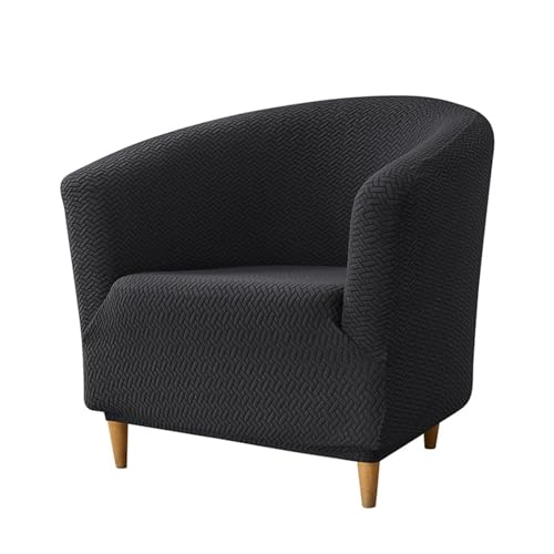 Hearda Sesselschoner 1-Teilig, T-Typ Jacquard Polyester Sesselbezug, Weiches Sesselüberwurf, Modern Stretch Sesselhusse, für Clubsessel Esszimmer Sessel Bezug (Schwarz) von Hearda