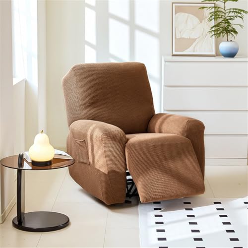 Hearda Sesselschoner für Relaxsessel, Vier Jahreszeiten Polyester Stretch Sesselschoner, 4-Teilig Relaxsessel Bezüge, rutschfest Recliner Cover, Waschbar Sesselbezug mit Taschen (Kamel) von Hearda
