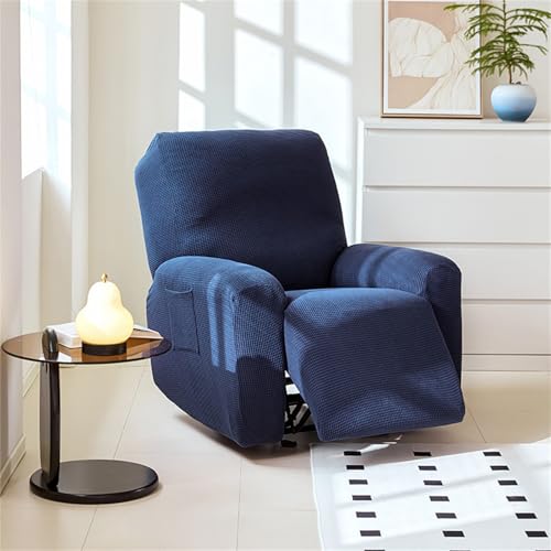 Hearda Sesselschoner für Relaxsessel, Vier Jahreszeiten Polyester Stretch Sesselschoner, 4-Teilig Relaxsessel Bezüge, rutschfest Recliner Cover, Waschbar Sesselbezug mit Taschen (Marineblau) von Hearda