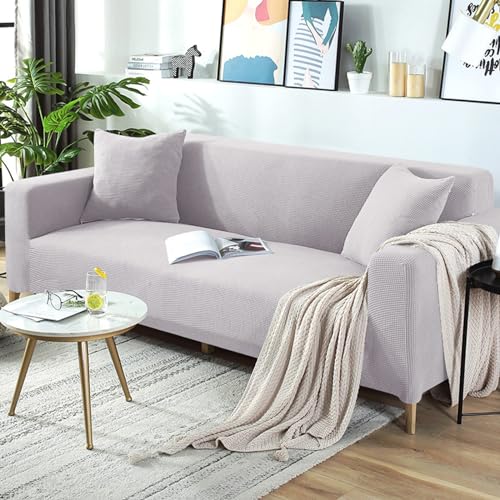 Hearda Sofabezug Stretch 1 2 3 4 Sitzer, Buntes Maiskorn Elastische Antirutsch Couchbezug Waschbar Universal Weich Sofaüberwurf für Sofaüberwurf Möbelschutz (Hellgrau,3-Seater) von Hearda