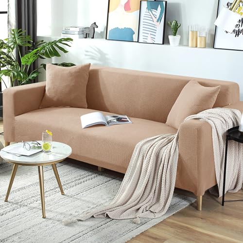 Hearda Sofabezug Stretch 1 2 3 4 Sitzer, Buntes Maiskorn Elastische Antirutsch Couchbezug Waschbar Universal Weich Sofaüberwurf für Sofaüberwurf Möbelschutz (Kamel,2-Seater) von Hearda