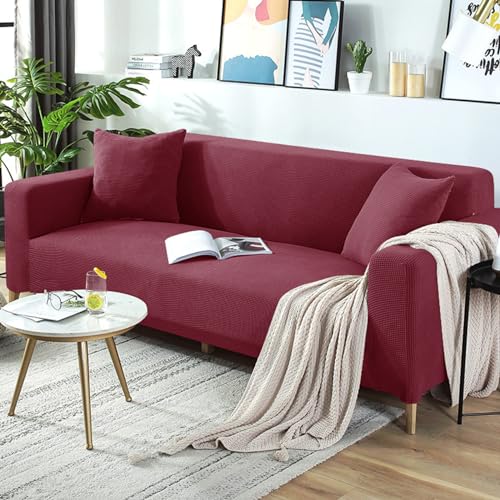 Hearda Sofabezug Stretch 1 2 3 4 Sitzer, Buntes Maiskorn Elastische Antirutsch Couchbezug Waschbar Universal Weich Sofaüberwurf für Sofaüberwurf Möbelschutz (Weinrot,2-Seater) von Hearda